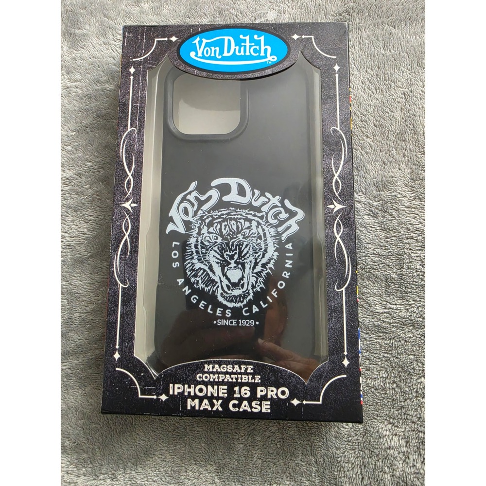 Von Dutch iPhone 16 Pro Max Case MagSafe Black Tiger Logo NEW